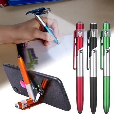 4-in-1-Multifunktions-Kugelschreiber mit LED-Licht, faltbarer Telefonhalter, Nachtlesestift, Schreibstift, Büro, Schule, Studenten, Schreibwaren