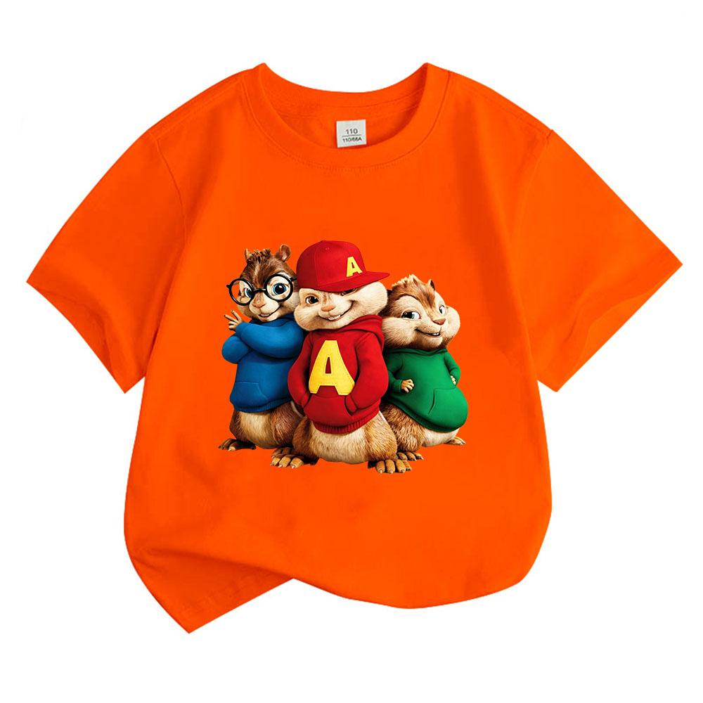 Alvin and The Chipmunks Children's Cartoon Print T-Shirt Cotton Soft Kids Tees Cute Boys Girls Tops O-Neck Short Sleeve Summer