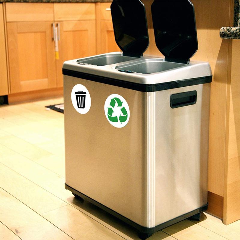 6Pcs Diameter 5Inch Pvc Recycle Trash Bin Sticker Vinyl Stickers Decals For Label Bins, Containers, Garbage Cans Home Decor