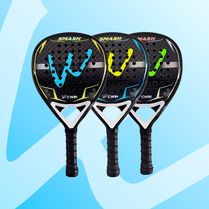 Professional Padel Racket Adults Carbon Fiber Frame Hard Stiffness Lightweight Training Racquet Blue Green Yellow