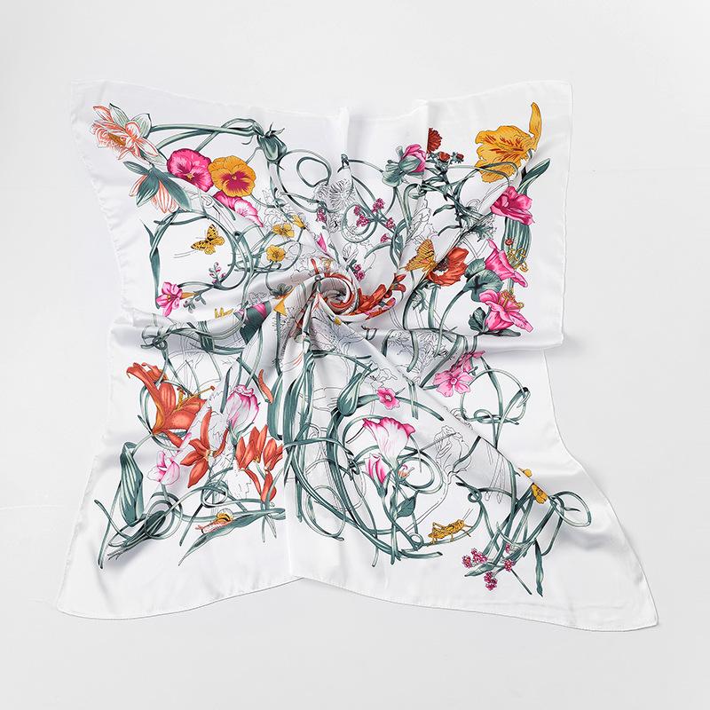 90x90cm Fashion Handkerchief Scarf For Women Small Shawl Silk Satin Hair Scarfs Female Square Headband Bandana Head Scarves