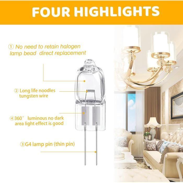 Ampoule Halogène G4 - JOPHEK - 12V 20W - Blanc Chaud - 300 Lumens - Gradable