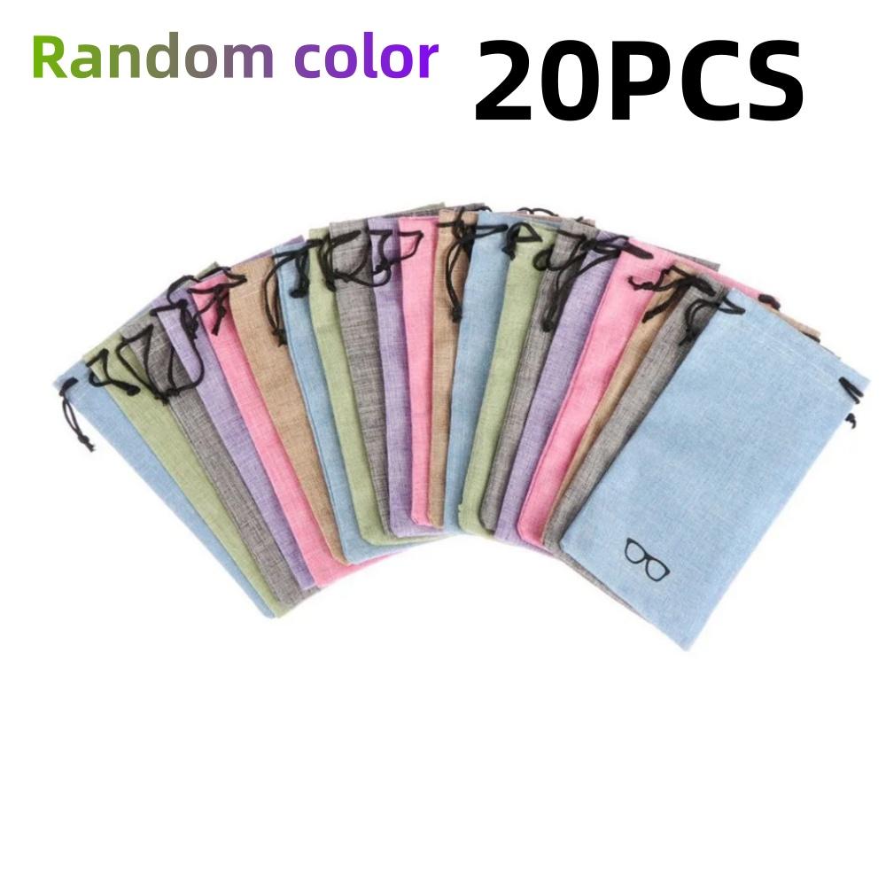 1-11pc Linen Fabric Sunglasses Bag Soft Cloth Glasses Bag Drawstring Portable Eyeglasses Pocket Multi-Functional Storage Bags