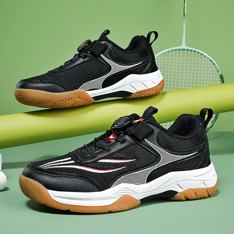 2025 Children's Badminton Sports Shoes Autumn Volleyball Shoes Rotating Buckle Boys Table Tennis Girls Tennis Shoes