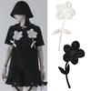 Black White Fabric Flower Brooch Pins Exaggerated Corsage Fashion Jewelry Brooches for Women Shirt Collar Accessories