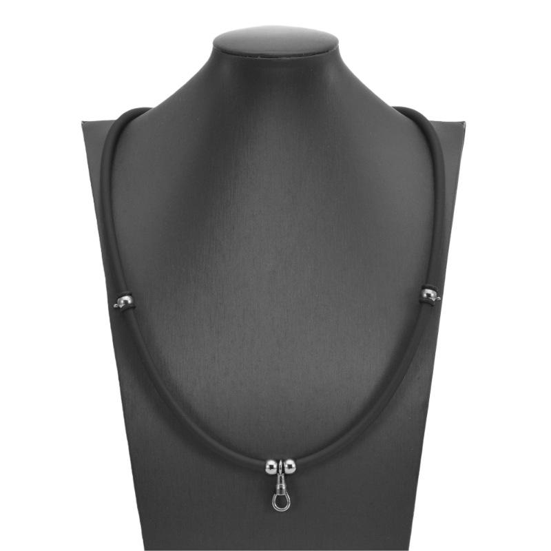 Ожерелье-чокер с амулетом Будды из нержавеющей стали с силиконовой цепочкой - Черный аксессуар на ключицу 70cm