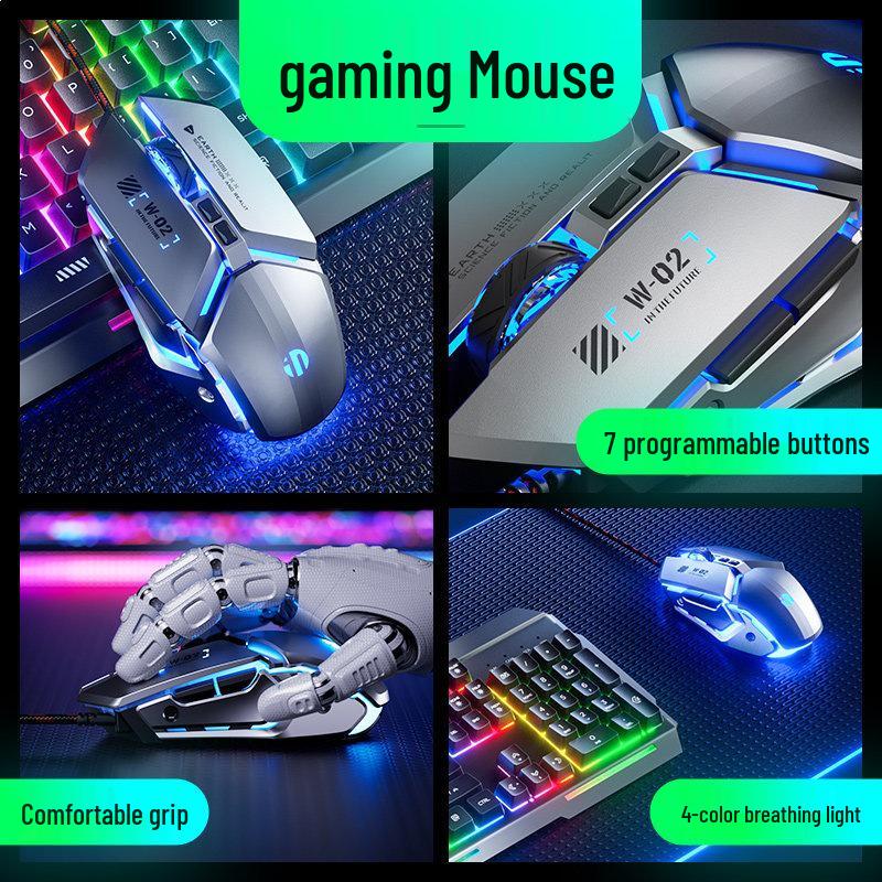 Inphic K2 Wired Keyboard & Mouse Set: Silent, Ergonomic Design for Office & Gaming.