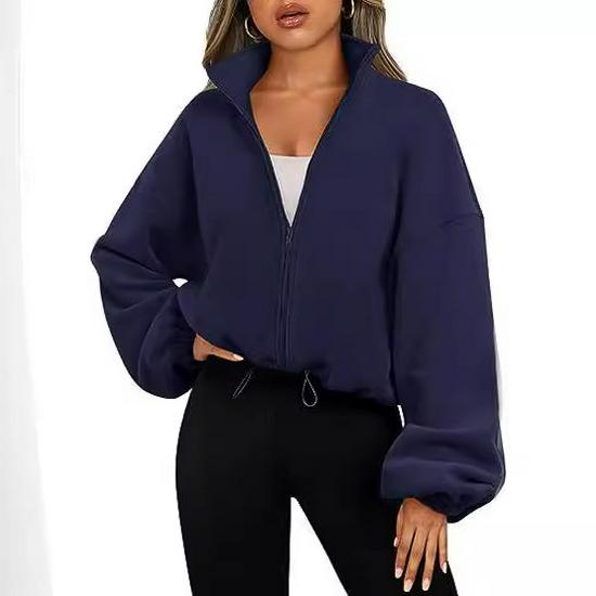 2025 European & American Women's Fleece-Lined Stand-Up Collar Sports Jacket