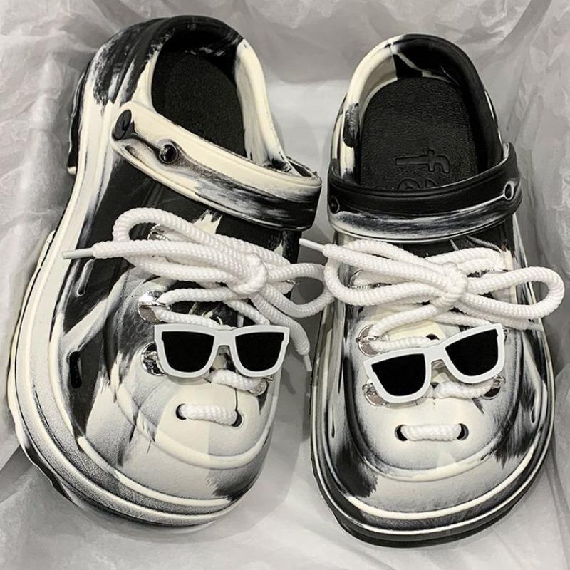 Women's Croc Shoes Thick Sole Increased Anti-Slip Two-Wear Beach Baotou Sandals Summer Baotou Slippers