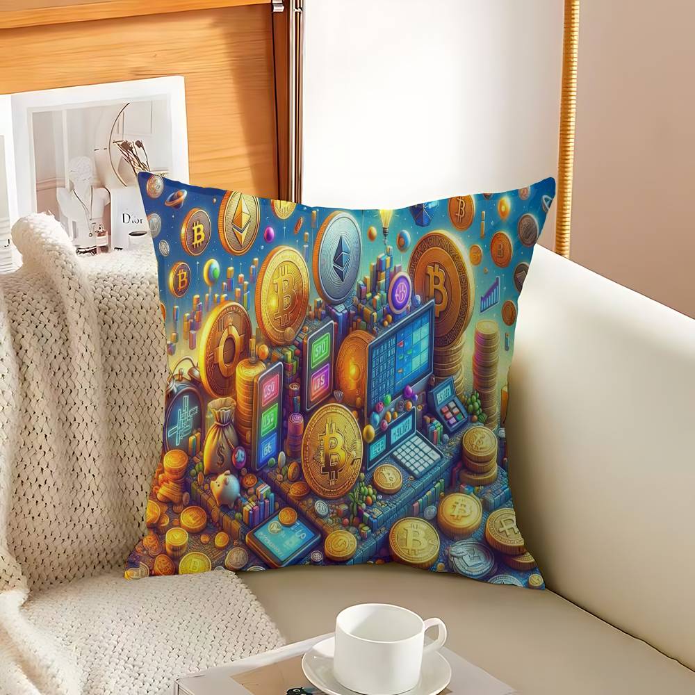 B-Bitcoin Cushion Cover Pillowcase Upholstery Sofa Throw Pillow Home Decor Pillowcas