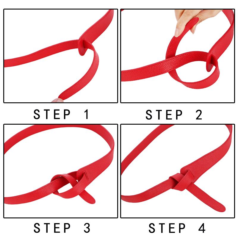 Luxury Female Belt for Women red Bow design Thin PU Leather Jeans Girdles Loop strap belts bownot brown dress coat accessories