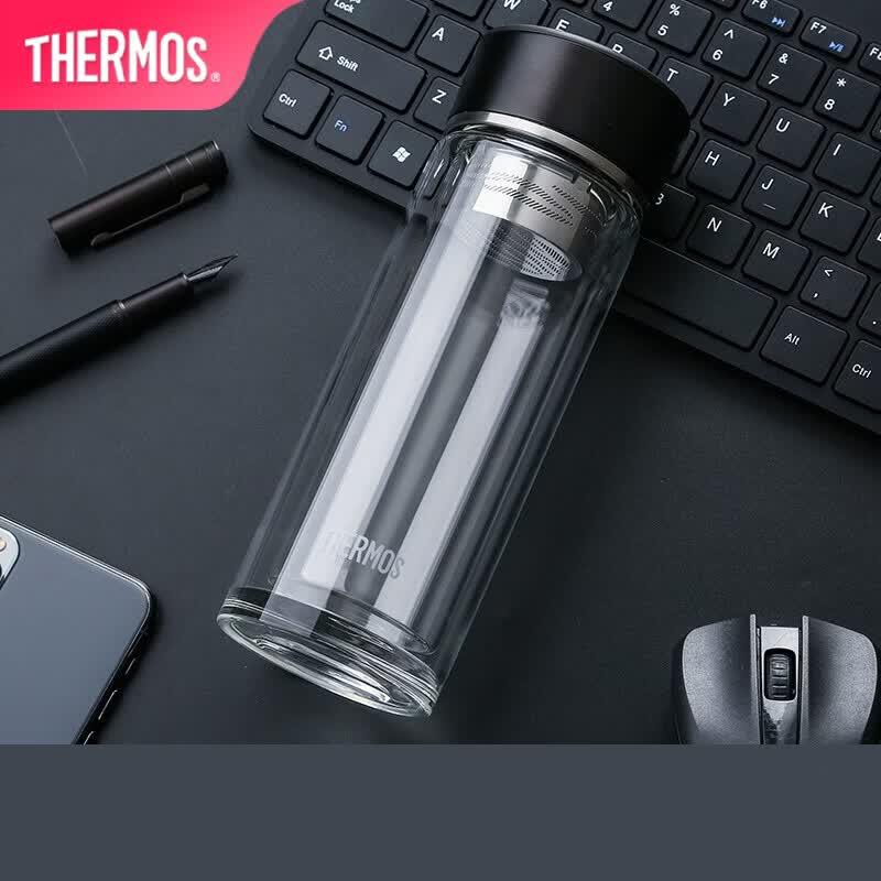 Thermos Double Wall Tea Infuser Glass Bottle