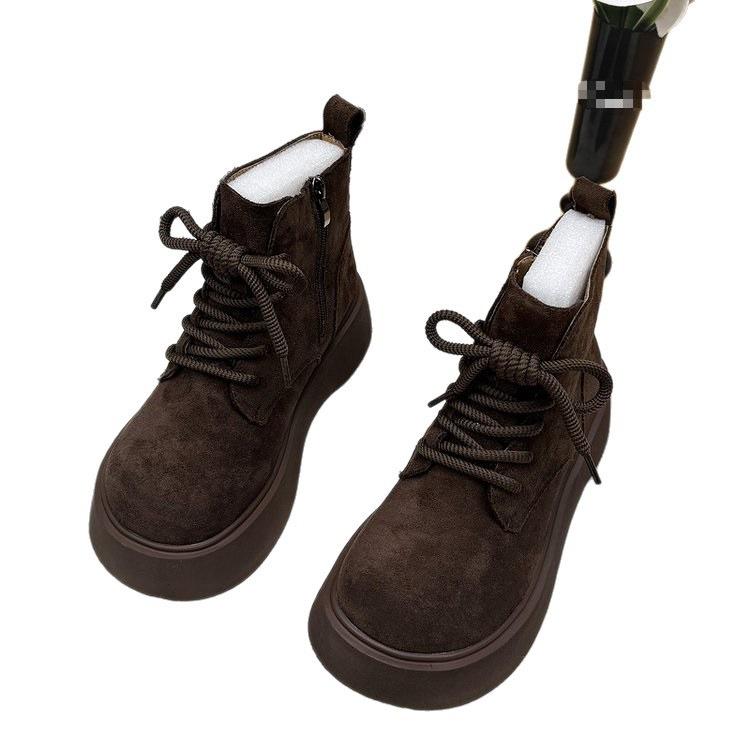 Suede Martin boots winter new small thick-soled heightening piled thickened snow cotton boots