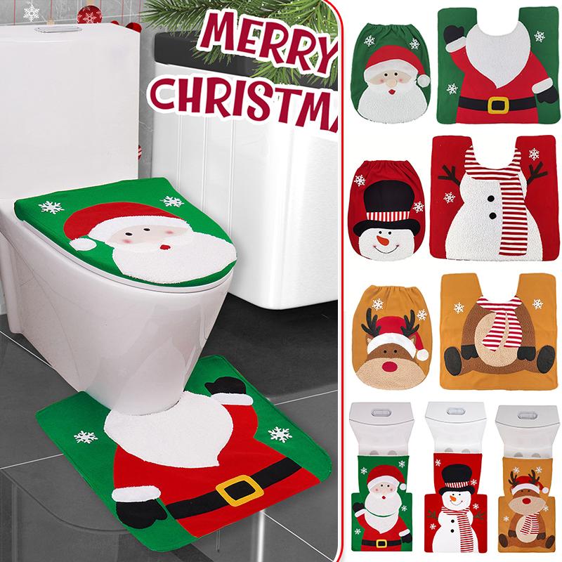 2PCS/SET Decoration Festive Atmosphere Cloth Durable Toilet Multi-element Toilet Cover Gift Christmas Cozy Bathroom