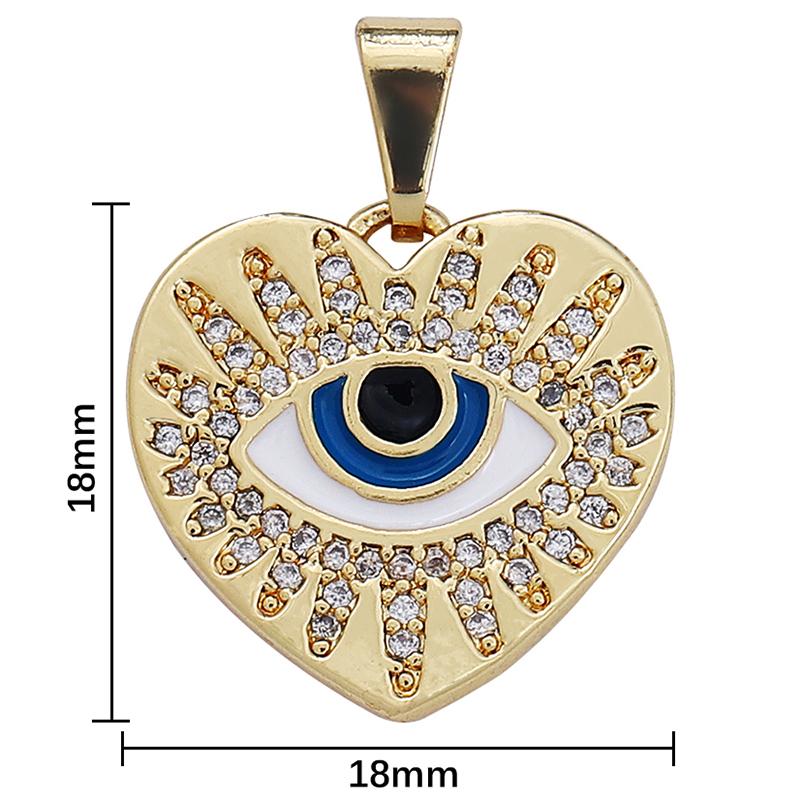 Módní Zirkon Mosaz Smalt Ruka Srdce Evil Eye Charm Přívěsek na náramek Náhrdelník Náušnice Výroba DIY doplňků šperků