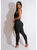 Women's Solid Color Ribbed Sleeveless Bodysuit: Square Neck, Backless, Hip-Lifting Slim-Fit Jumpsuit