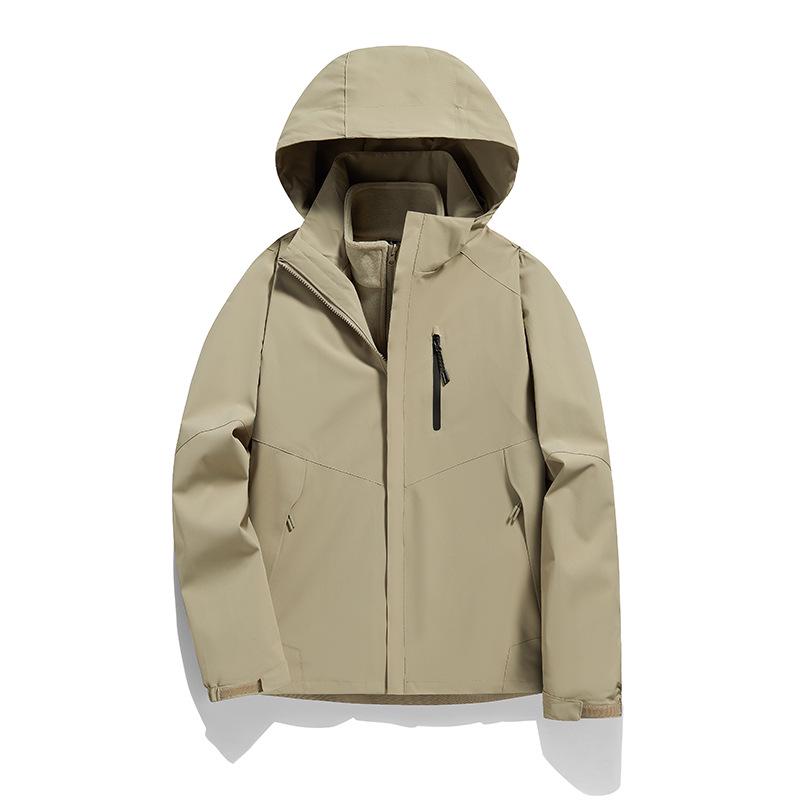 

Унисекс штормовая куртка 3-в-1 с капюшоном, в цветовом блоке, со съемной подкладкой из пуха 6XL