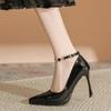 Fashion Autumn New Stiletto High Heels Women's Pointed Head Shallow Mouth Metal Chain Anti-slip Wear-resistant Single Shoes