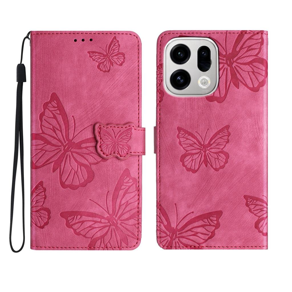 For Oppo Find X9 Pro 5G Case Butterfly Design Flip Wallet Leather Phone Cover Skin-Touch