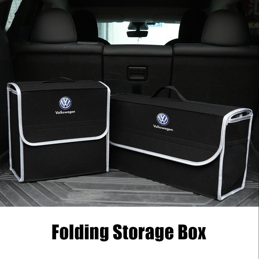 2026 Hot For Volkswagen VW 1Pcs Car Soft Felt Storage Bag Organizer Cars Foldable Trunk Car Goods For Volkswagen Golf-5 6 7 MK6