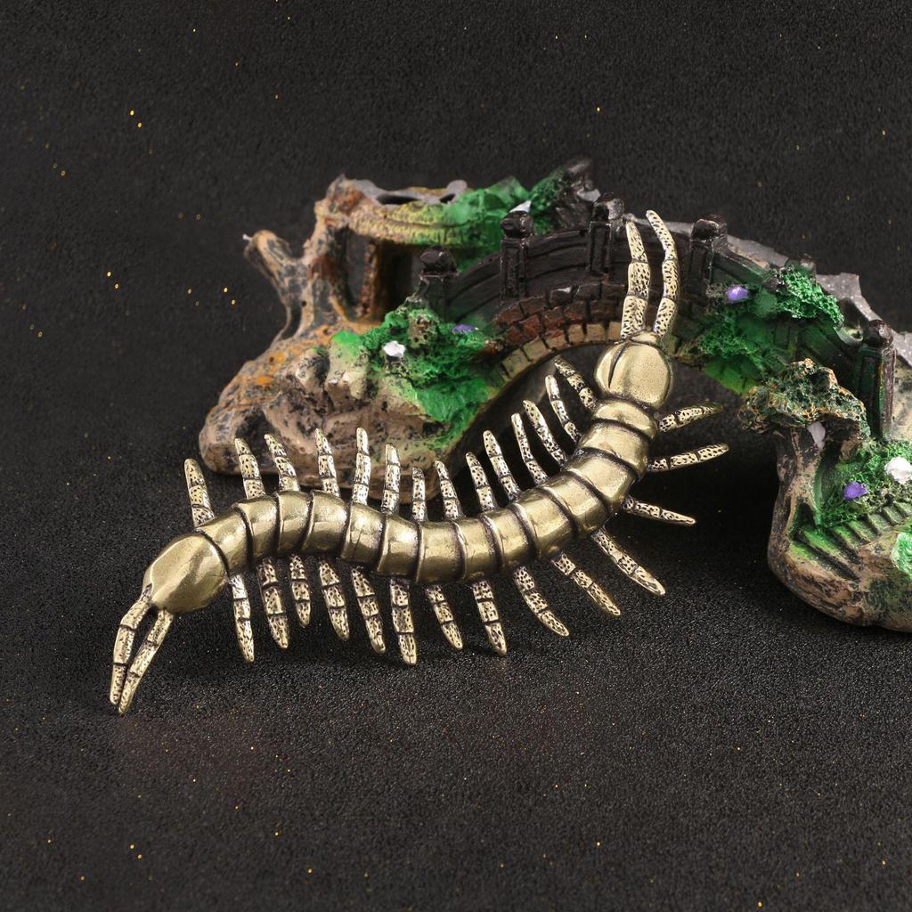 Antique Replica Chinese Centipede Brass Sculpture: Solid Copper Hundred-Legged Worm Tea Pet Handicraft