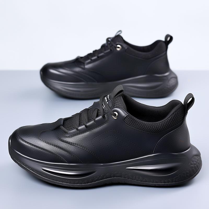 Fashion Men Sneakers Shoes for Men Lace Up Black Lightweigth Leather Casual Shoes Male Flats Non-slip Footwear Men Tenis Masculino