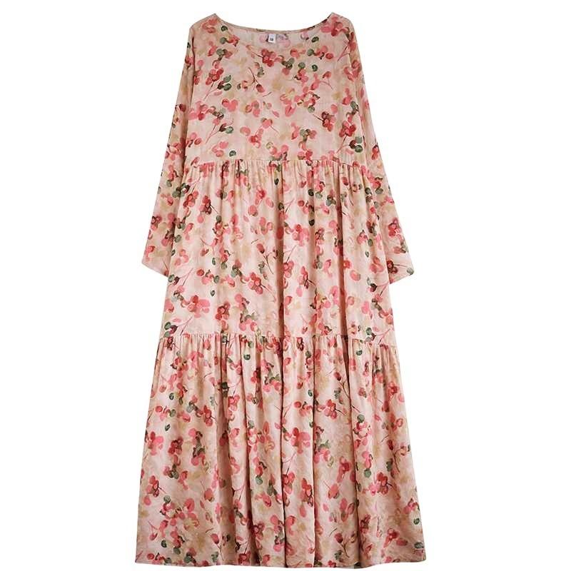 Round Neck Long Sleeve Loose Apparent Big Swing A-line Dress