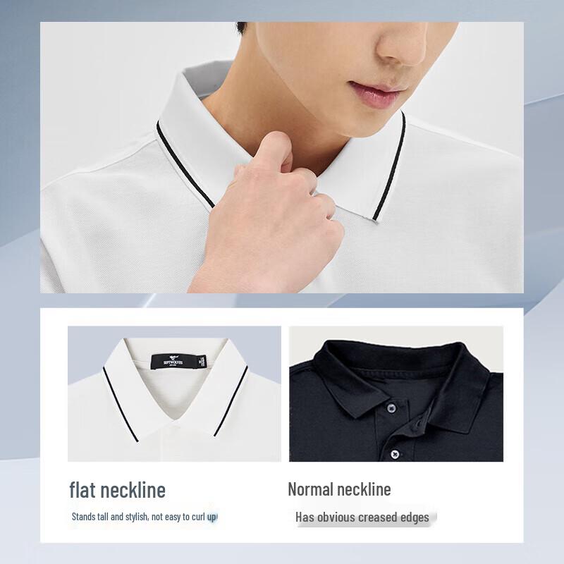 SEPTWOLVES Men's Striped Mercerized Cotton Polo Shirt