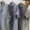 1116 summer new women's lapel Japanese plaid literary and artistic style old money style ins shirt top shirt