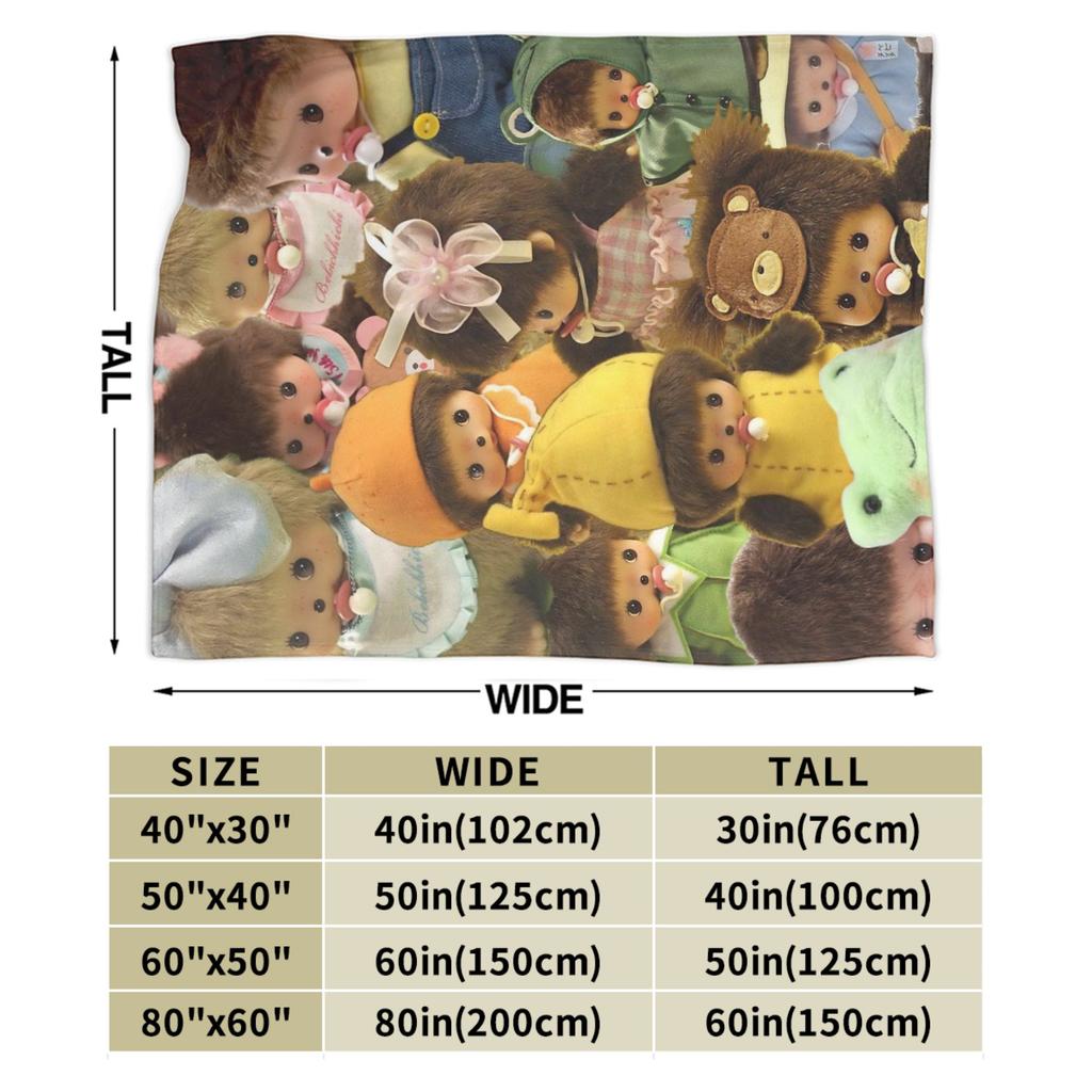 Monchhichis Kun Chan Pärchen Decke Niedlich Cartoon Wolle Neuheit Warme Überwurfdecke für Zuhause Alle Jahreszeiten Outdoor