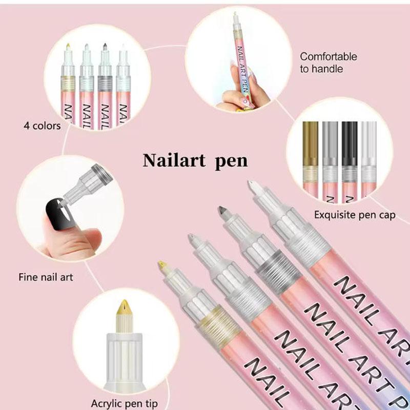 12Pcs Nail Art Pen Marker Set - 0.5mm Fine Tip for Precise Graffiti Drawing