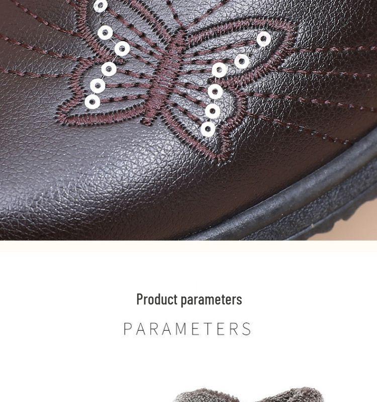 Winter Non-Slip Velvet Flat Boots for Middle-Aged & Elderly Women - Warm, Waterproof, Low-Top Grandma Shoes