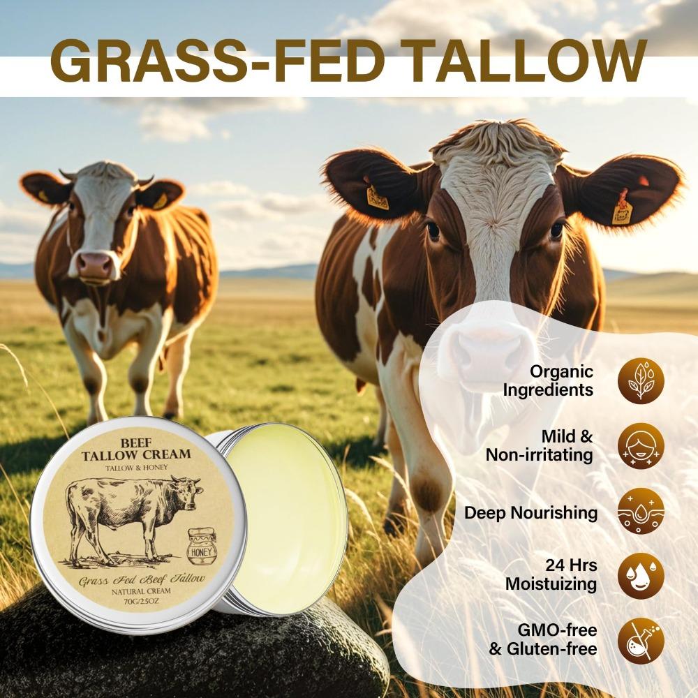 Natural Organic Beef Tallow Balm Whole Body Care Raw Honey Moisturizing Cream  For All Skin Types