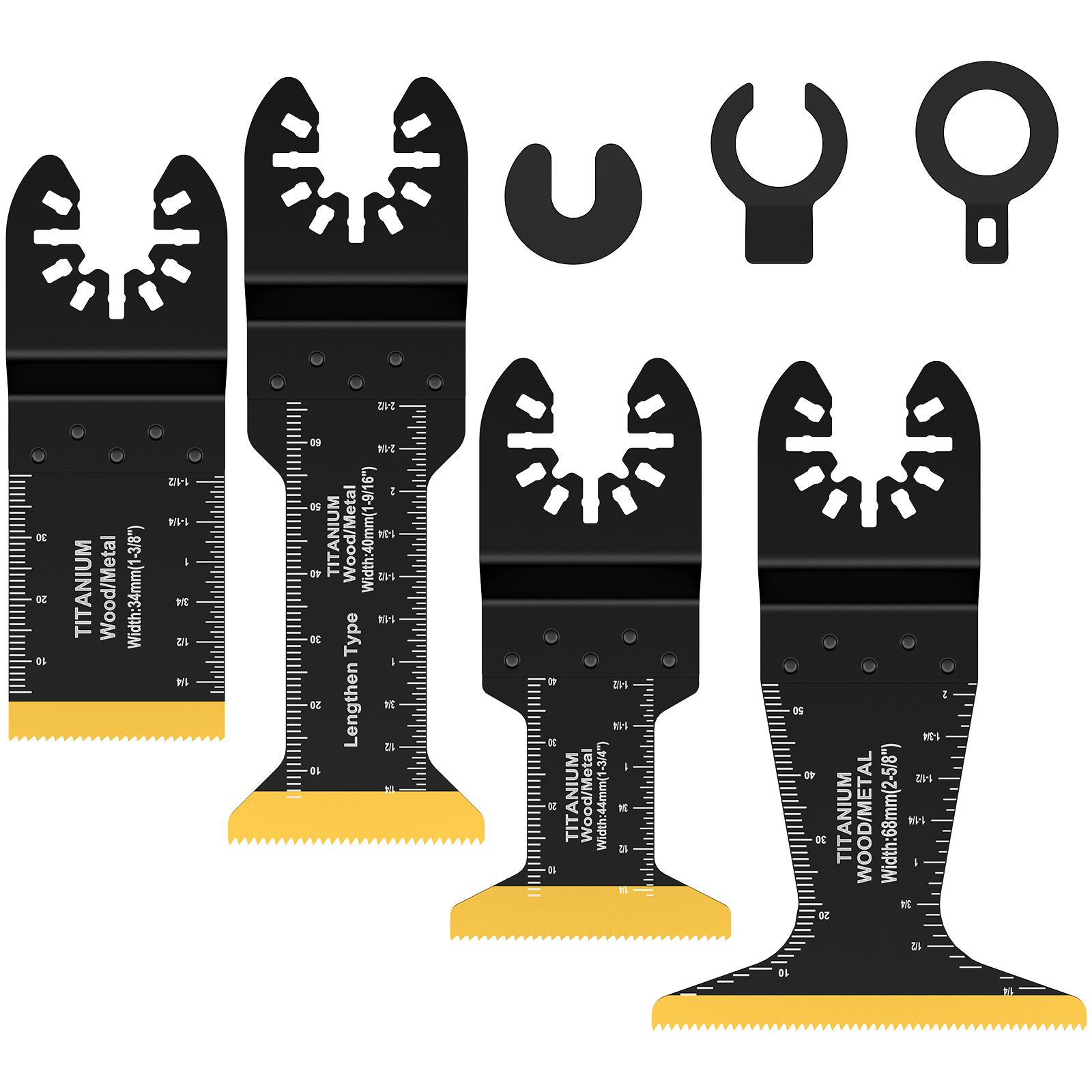 

4/6Pcs Titanium Bi-Metal Oscillating Saw Blades Durable Standard Extra Long/Wide Oscillating Multitool Blades Multipurpose Blade