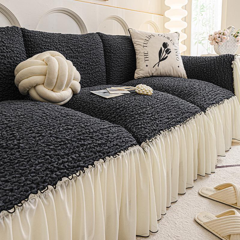 

Французский кремовый диванный плед универсальный на все сезоны 2025 новый сирсакер цельное полотно противоскользящий чехол на подушку сиденья ткань 180*130cm