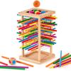 Montessori Game Wooden Board Game, 48 Colorful Sticks Dice Game for 3 4 5 6 Year Old, Kerplunk Game for Kids Math Educational Toys for 3 Years Old,
