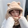 Bear Ear Hat for Women In Autumn and Winter Versatile Cute Scarf with Hooded Korean Style Ear Protection and Warm Couple