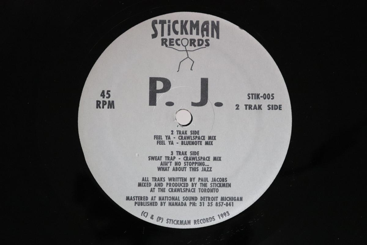 

12-дюймовий диск P.J. Feel Ya STIK005 STICKMAN RECORD 1993 США Танці Електроніка Вживаний