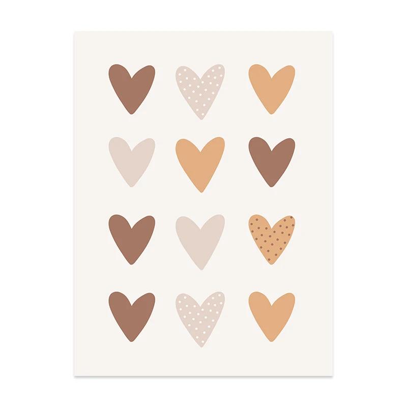 Boho Cartoon Elephant Heart Nursery Wall Art Poster Print Canvas Painting Picture Kids Room Baby Girls Bedroom Home Decor Gift