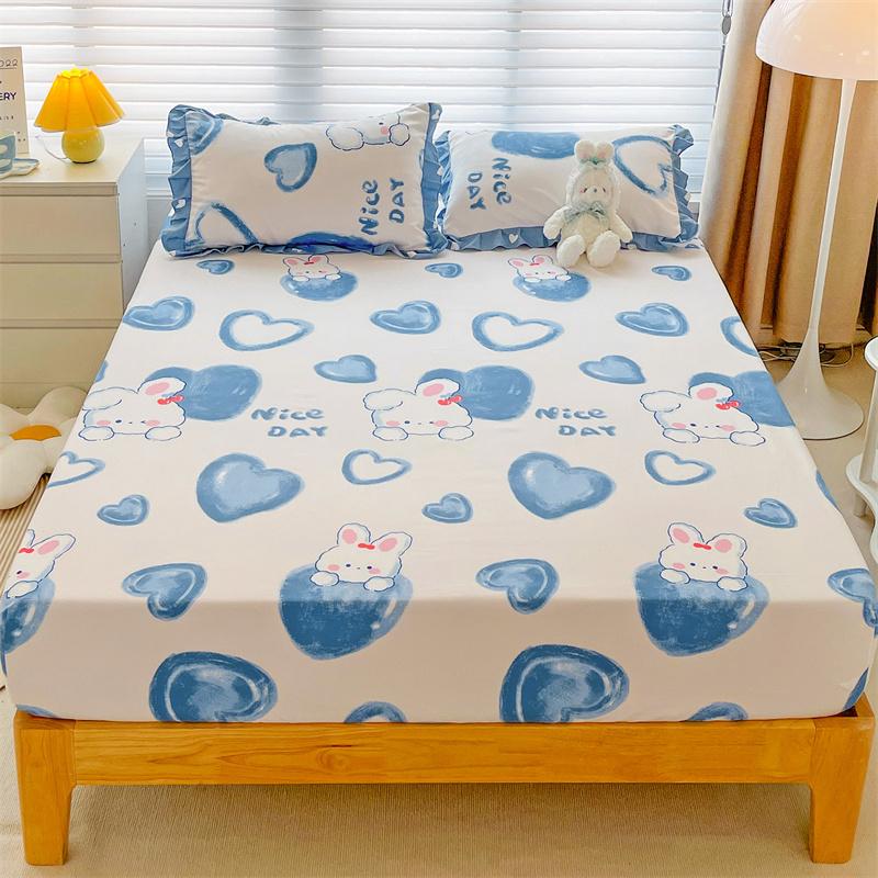 1pc Fitted Sheet Simple Style Bed Cover Soft Bedsheet Elastic Mattress Protector Home Bed Linen sabanas para cama(No Pillowcase)