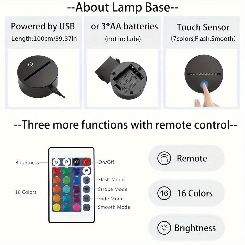 4pcs T-rex Dinosaur 3D Night Light (4 Patterns) With 1 Base, Remote Control & 16 Colors Changing & Dimmable & Gift Wrap
