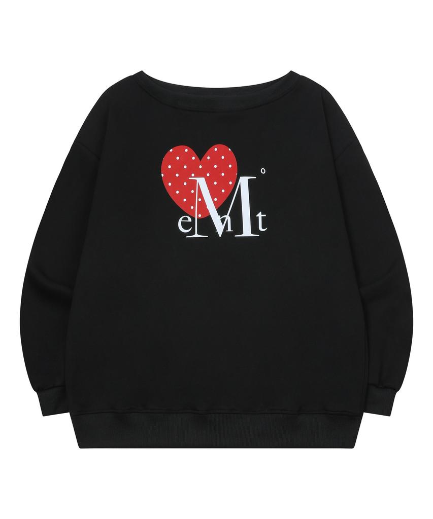 MUCENT Moa Dot Heart Logo One-Shoulder Sweatshirt (2 Colors)