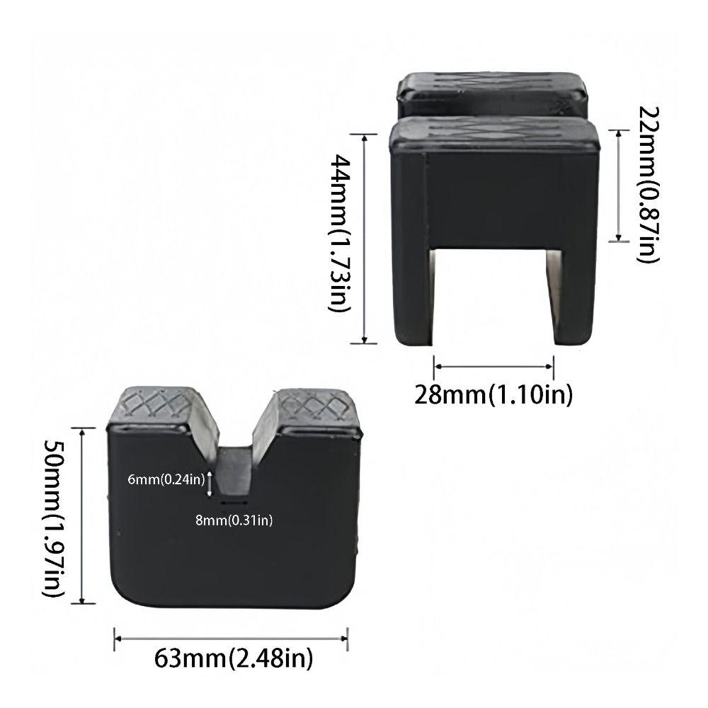 Black Rubber Jack Rubber Pad Durable Wear Resistant Anti Slip Slotted Adapter  Axle Stand Use