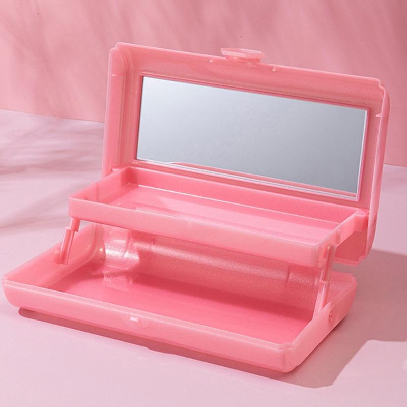 Double Layered Folding Item Box With Mirror Nail/Makeup Brush Jewelry Storage Portable Travel Cosmetics Organizer Container Case