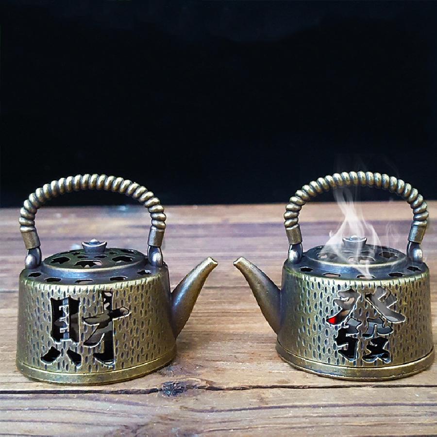 Mini Wealth Tea Pot, Small Incense Burner, Alloy Incense Burner, Small Xiangyun Incense Burner, Indoor Decoration