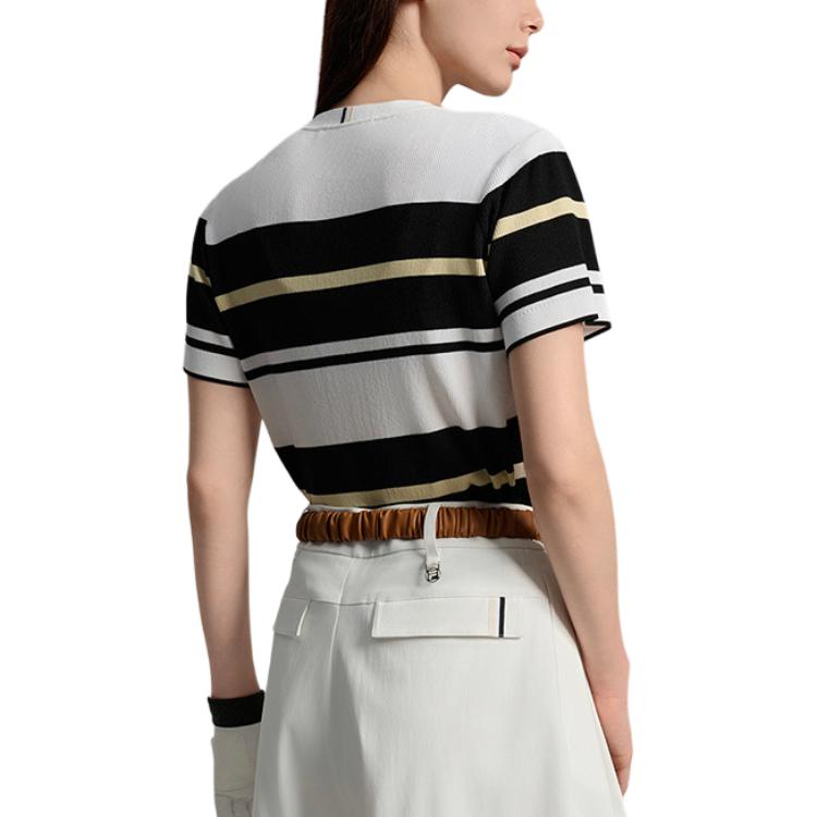 Fila Golf Series SS25 Comfortable Crew Neck Pullover Slim Fit Short Sleeve Knit Top Women Tops Jade-White A11W535407F-WT