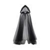 Halloween Long Hooded Net Cape for Women, Cosplay Costume Cloak, Dark Cloak