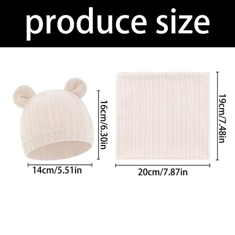 Reversible Infant Winter Hat Neck Warmer Combo Stretchy Cotton Blend 2 in 1 Baby Beanies Scarf Set for 8 to 36 Month Olds