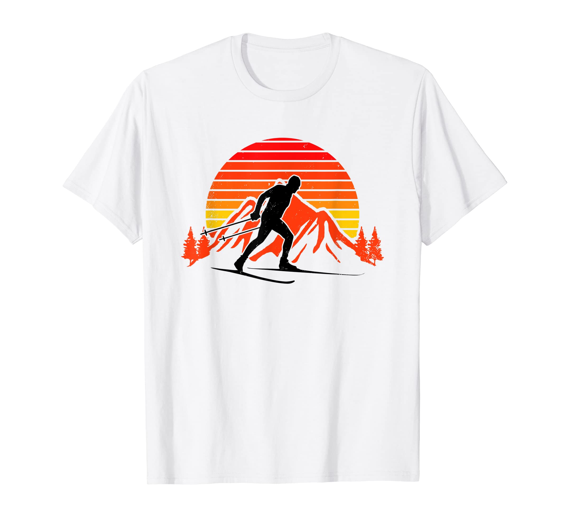 

Ретро Графическая Футболка для Беговых Лыж Зимние Виды Спорта Биатлон белый