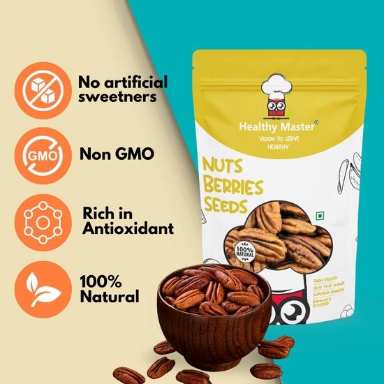 HEALTHY MASTER Pecan Nuts-1 Kg | Natural Premium Pecans Nuts | Lactose-Free Dry Pecan Kernels | Unsalted All Natural